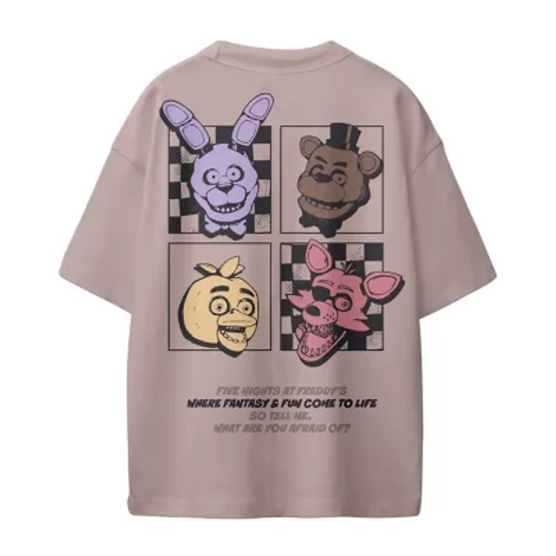 Little & Big Kid Boys Crew Neck Short Sleeve Oversized Five Nights at Freddys Graphic T-Shirt