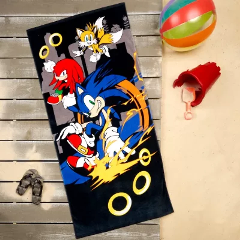 Sonic the Hedgehog Sparking Rings Beach Towel
