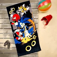 Sonic the Hedgehog Sparking Rings Beach Towel