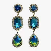 Bijoux Bar Gold Tone Womens Blue Glass Drop Earrings