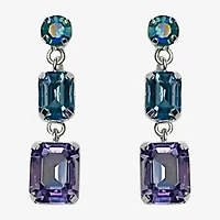Bijoux Bar Silver Tone Womens Purple Glass Drop Earrings