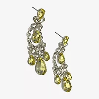 Bijoux Bar Silver Tone Womens Yellow Glass Chandelier Earrings