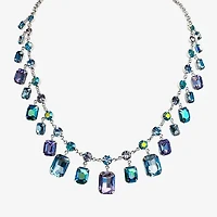 Bijoux Bar Silver Tone Womens Purple 17 Inch Statement Necklace