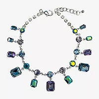 Bijoux Bar Silver Tone Womens Purple Glass Strand Bracelet