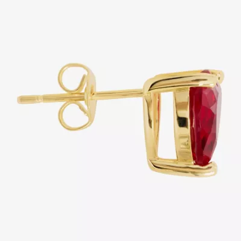 Sparkle Allure Cubic Zirconia 14K Gold Over Brass 8mm Heart Stud Earrings