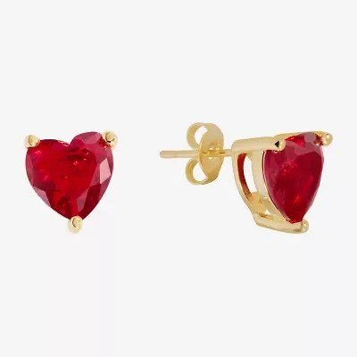 Sparkle Allure Cubic Zirconia 14K Gold Over Brass 8mm Heart Stud Earrings