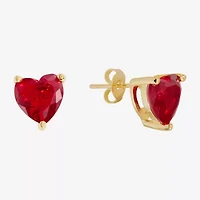 Sparkle Allure Cubic Zirconia 14K Gold Over Brass 8mm Heart Stud Earrings