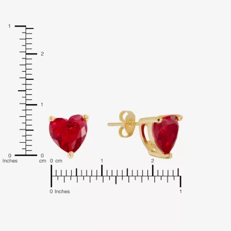 Sparkle Allure Cubic Zirconia 14K Gold Over Brass 8mm Heart Stud Earrings
