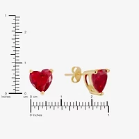 Sparkle Allure Cubic Zirconia 14K Gold Over Brass 8mm Heart Stud Earrings