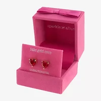 Sparkle Allure Cubic Zirconia 14K Gold Over Brass 8mm Heart Stud Earrings