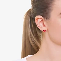 Sparkle Allure Cubic Zirconia 14K Gold Over Brass 8mm Heart Stud Earrings