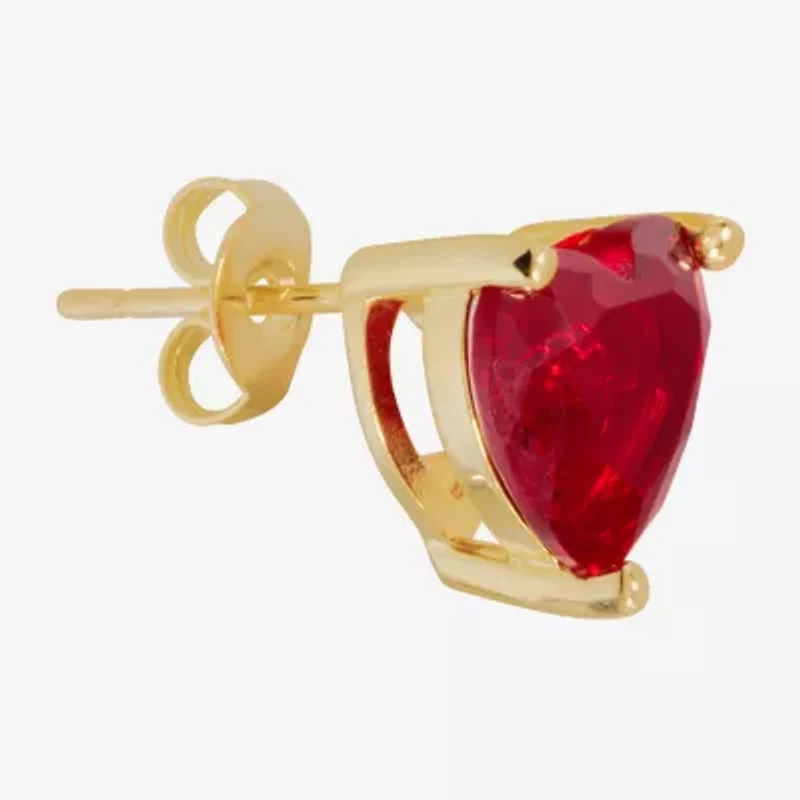 Sparkle Allure Cubic Zirconia 14K Gold Over Brass 8mm Heart Stud Earrings