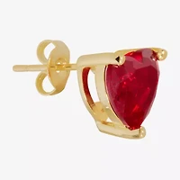 Sparkle Allure Cubic Zirconia 14K Gold Over Brass 8mm Heart Stud Earrings