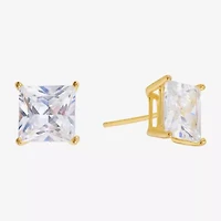 Sparkle Allure Cubic Zirconia 14K Gold Over Brass 8mm Square Stud Earrings