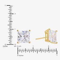Sparkle Allure Cubic Zirconia 14K Gold Over Brass 8mm Square Stud Earrings