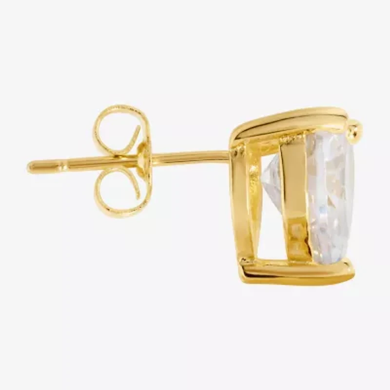 Sparkle Allure Cubic Zirconia 14K Gold Over Brass 8mm Heart Stud Earrings