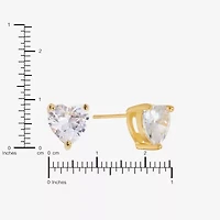 Sparkle Allure Cubic Zirconia 14K Gold Over Brass 8mm Heart Stud Earrings