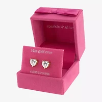 Sparkle Allure Cubic Zirconia 14K Gold Over Brass 8mm Heart Stud Earrings