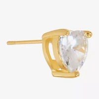 Sparkle Allure Cubic Zirconia 14K Gold Over Brass 8mm Heart Stud Earrings