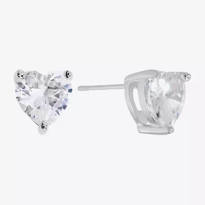 Sparkle Allure Cubic Zirconia 8mm Heart Stud Earrings