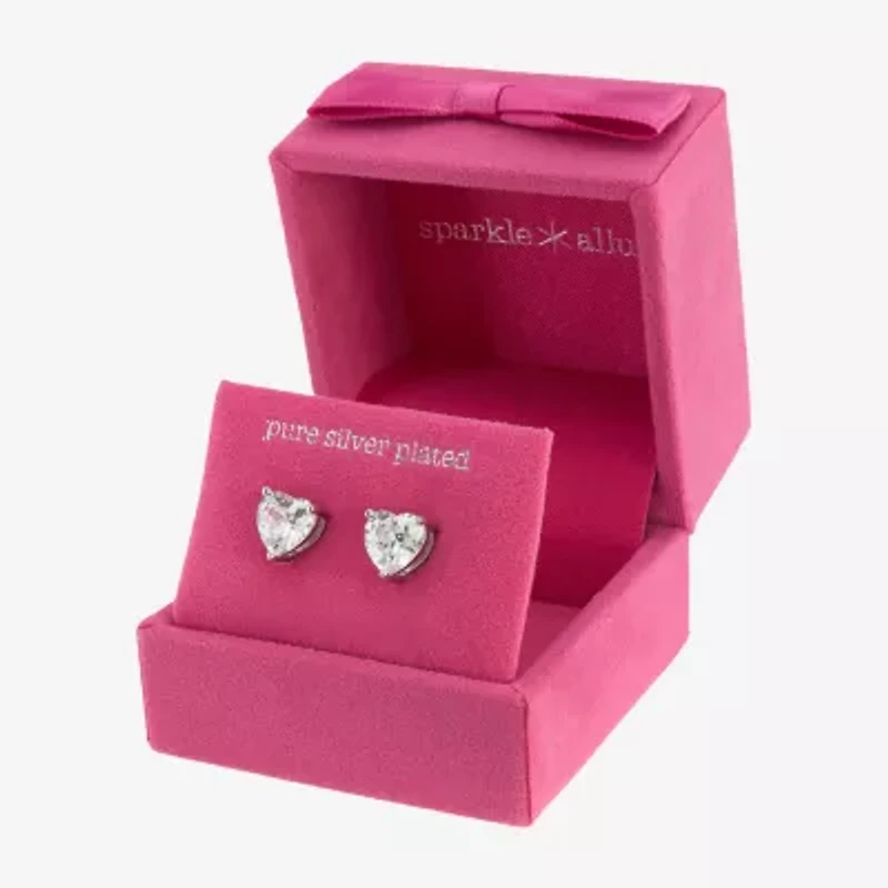Sparkle Allure Cubic Zirconia 8mm Heart Stud Earrings