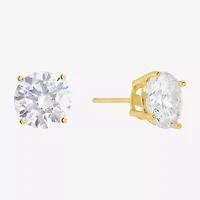 Sparkle Allure Cubic Zirconia 14K Gold Over Brass 9mm Round Stud Earrings