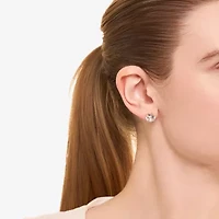 Sparkle Allure Cubic Zirconia 14K Gold Over Brass 9mm Round Stud Earrings