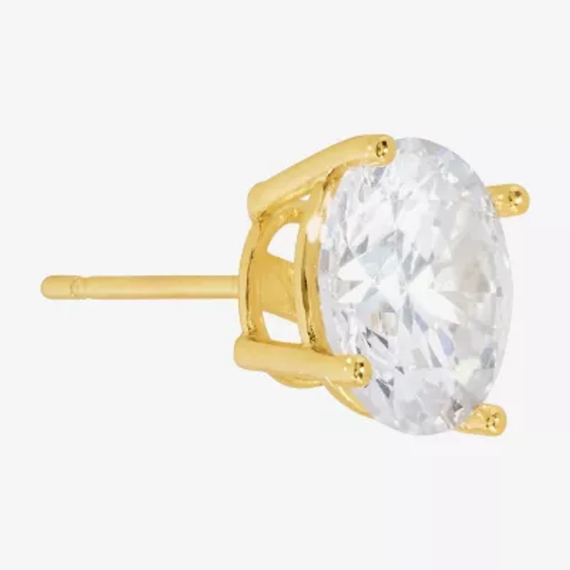 Sparkle Allure Cubic Zirconia 14K Gold Over Brass 9mm Round Stud Earrings