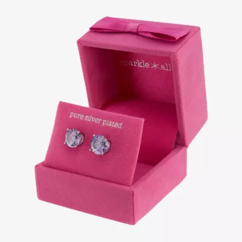 Sparkle Allure Purple Cubic Zirconia 9mm Stud Earrings