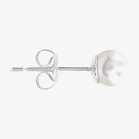 Sparkle Allure White Simulated Pearl 10mm Round Stud Earrings
