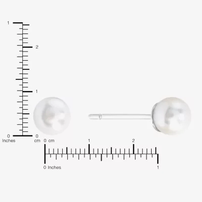 Sparkle Allure White Simulated Pearl 10mm Round Stud Earrings