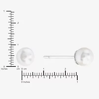 Sparkle Allure White Simulated Pearl 10mm Round Stud Earrings