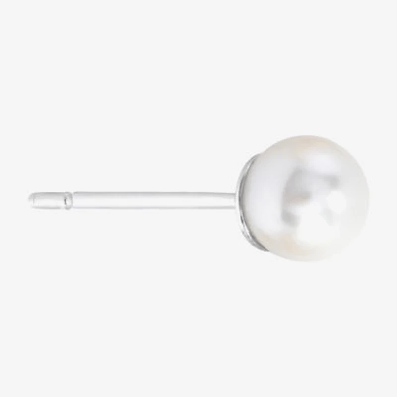 Sparkle Allure White Simulated Pearl 10mm Round Stud Earrings