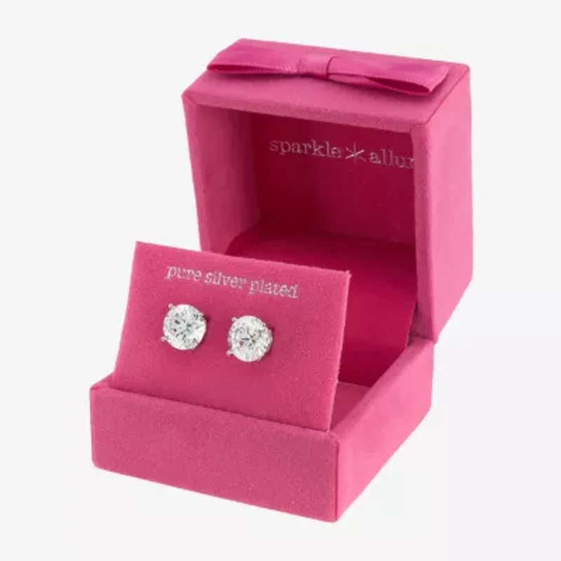 Sparkle Allure Cubic Zirconia 9mm Round Stud Earrings