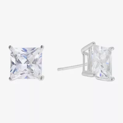 Sparkle Allure Cubic Zirconia 8mm Square Stud Earrings