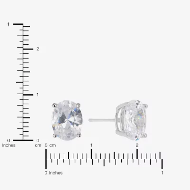Sparkle Allure Cubic Zirconia 9mm Oval Stud Earrings