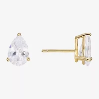 Sparkle Allure Cubic Zirconia 14K Gold Over Brass 10mm Pear Stud Earrings