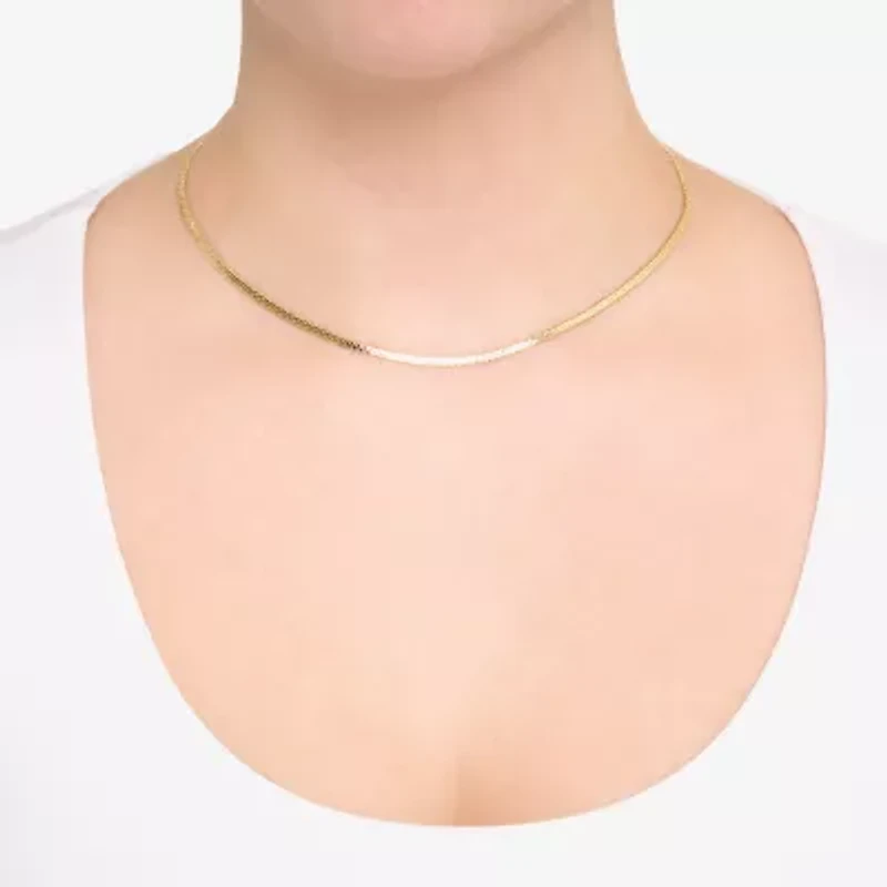 Silver Reflections Womens 14K Gold Over Brass 16 Inch Herringbone Chain Necklace