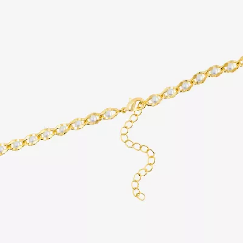 Silver Reflections Womens 14K Gold Over Brass 18 Inch Link Chain Necklace