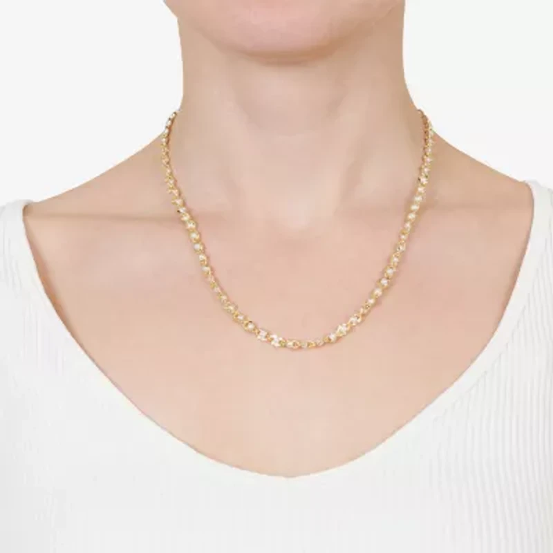 Silver Reflections Womens 14K Gold Over Brass 18 Inch Link Chain Necklace