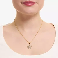 Silver Reflections Turtle Womens Crystal 14K Gold Over Brass 16 Inch Pendant Necklace