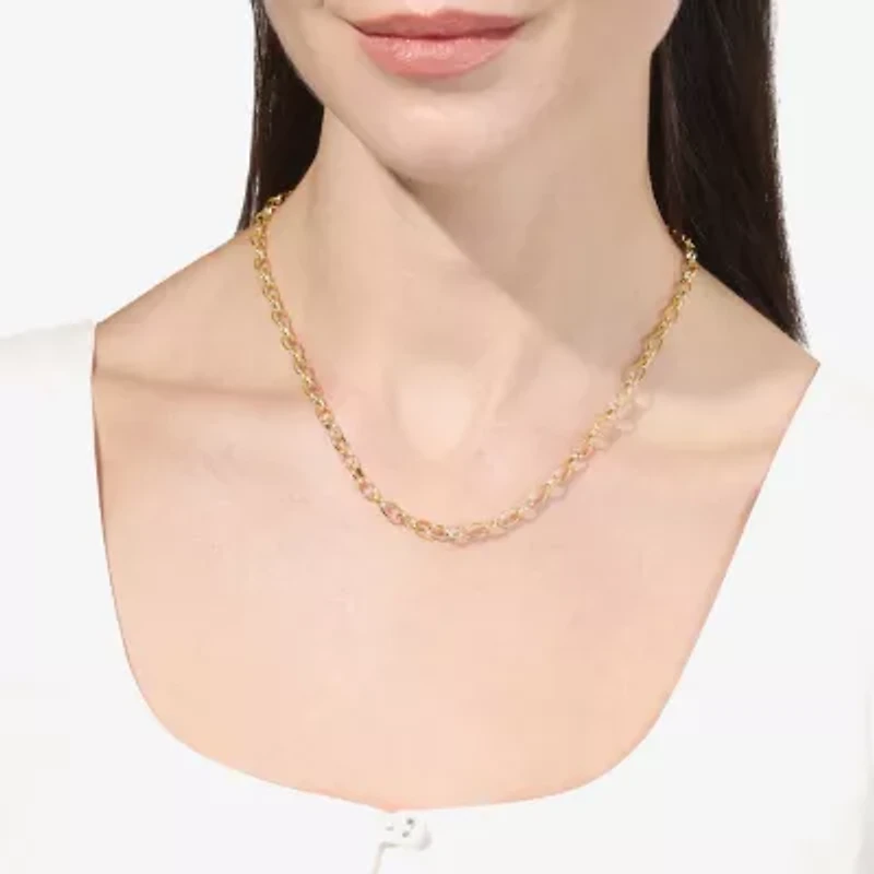 Silver Reflections Womens 14K Gold Over Brass 18 Inch Link Chain Necklace