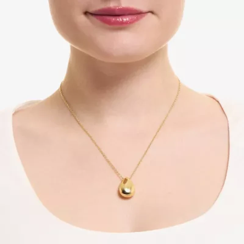 Silver Reflections Womens 14K Gold Over Brass 16 Inch Pendant Necklace