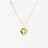 Silver Reflections Womens 14K Gold Over Brass Heart 16 Inch Pendant Necklace