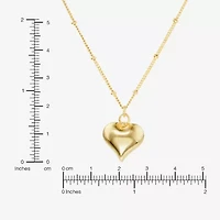Silver Reflections Womens 14K Gold Over Brass Heart 16 Inch Pendant Necklace