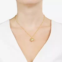 Silver Reflections Womens 14K Gold Over Brass Heart 16 Inch Pendant Necklace