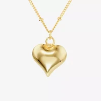 Silver Reflections Womens 14K Gold Over Brass Heart 16 Inch Pendant Necklace