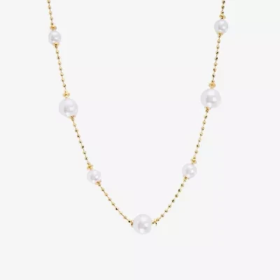 Silver Reflections Womens 14K Gold Over Brass 16 Inch Bead Chain Necklace