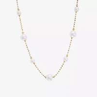 Silver Reflections Womens 14K Gold Over Brass 16 Inch Bead Chain Necklace