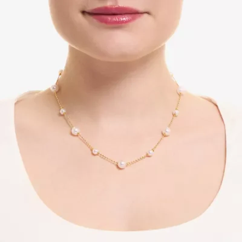 Silver Reflections Womens 14K Gold Over Brass 16 Inch Bead Chain Necklace